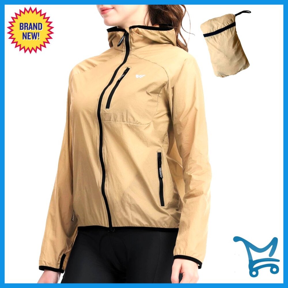 Lightweight Packable Windbreaker Jacket Water-Resistant Reflective Hooded